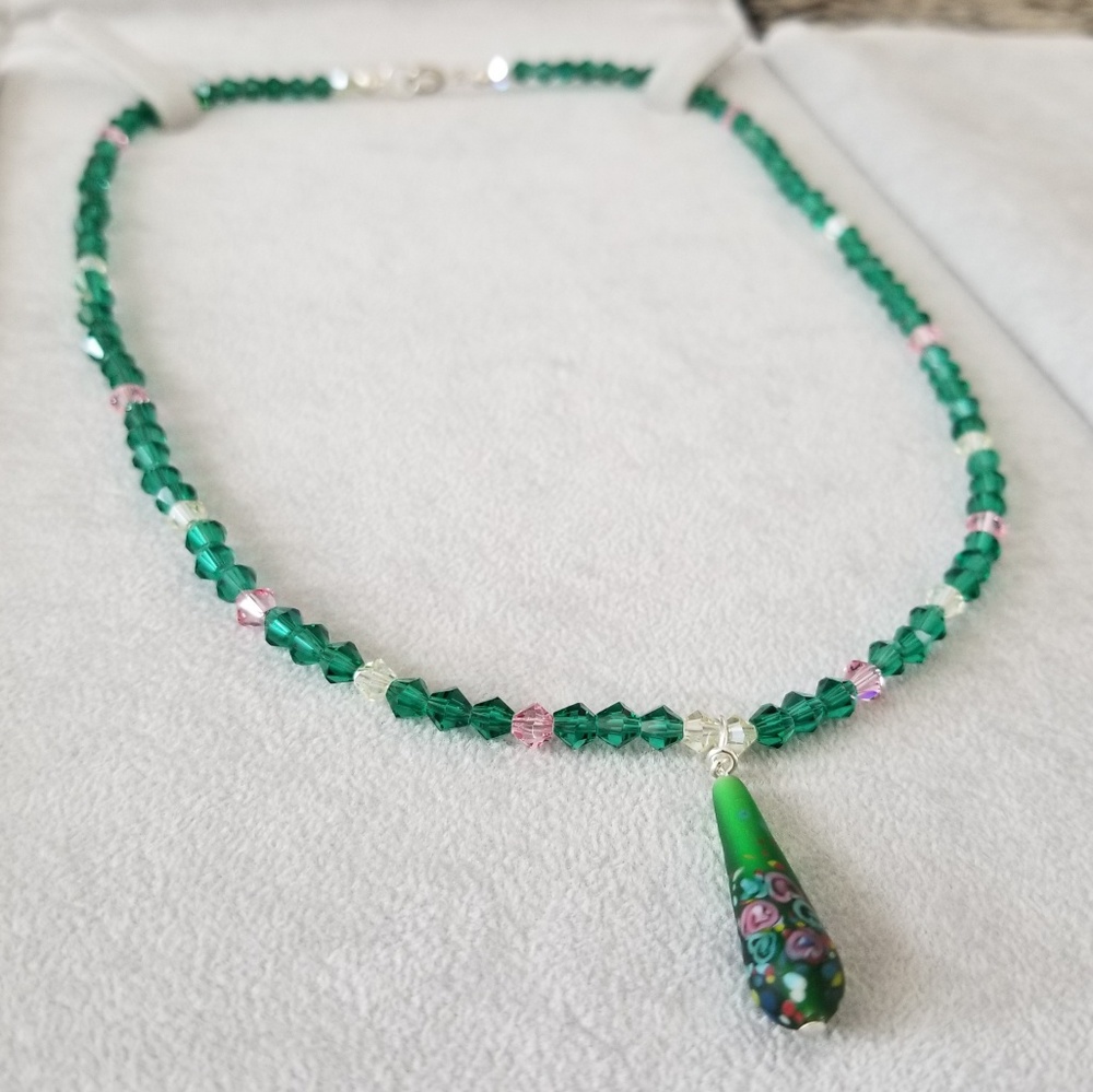 Handmade Green Glass Beaded Necklace